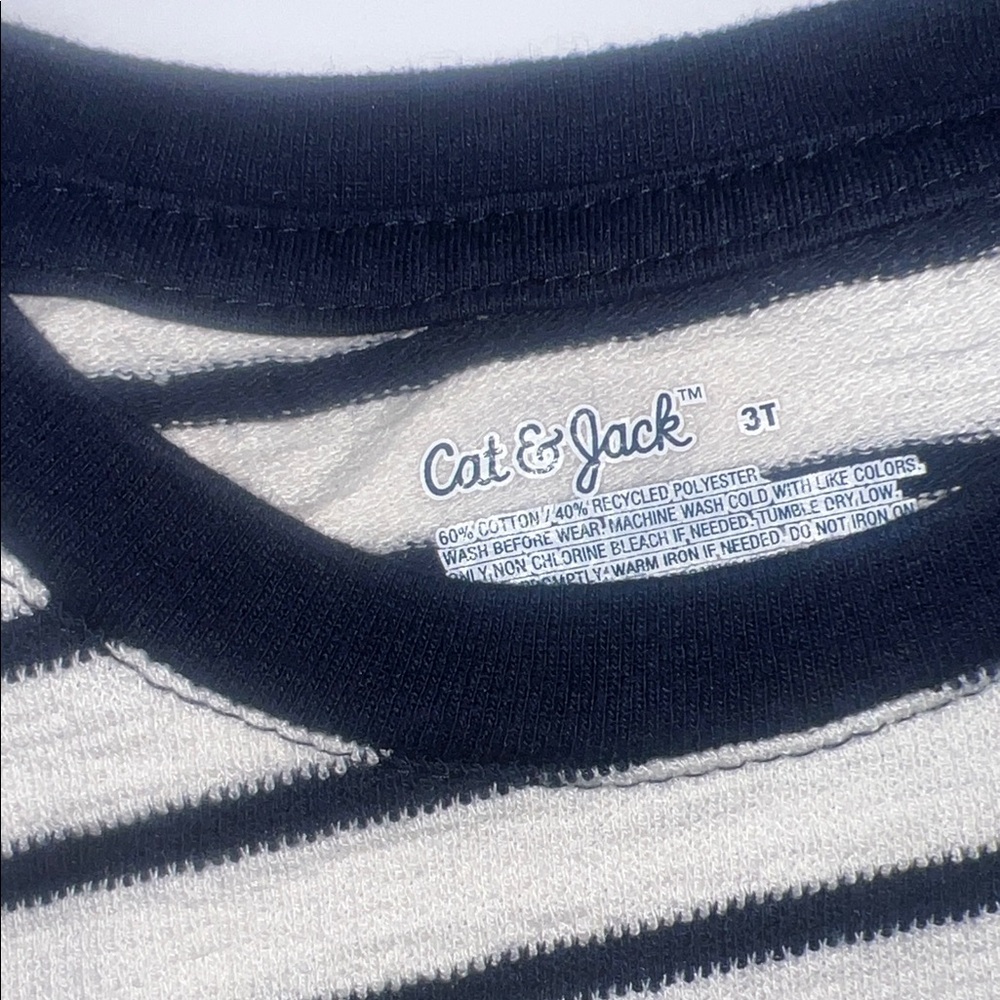 Cat & Jack Navy and White Striped Long Sleeve Tee - Picture 2 of 7